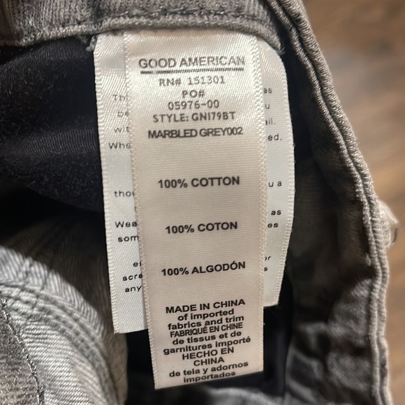 Good American High Rise Straight Leg Jeans Marbled Grey Size 18 - Picture 6 of 7